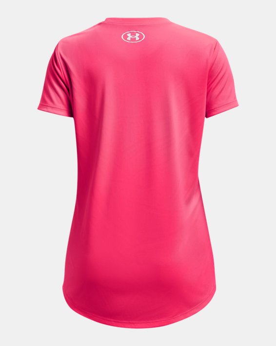 Girls' UA Tech™ Sportstyle Big Logo Short Sleeve, Pink, pdpMainDesktop image number 1